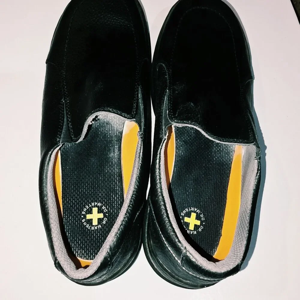Dr. Martens Sz 11 Forster Black  Leather Slip-On Casual Career Church Loafers